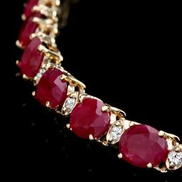 14k Gold 46.00ct Ruby 1.60ct Diamond Necklace