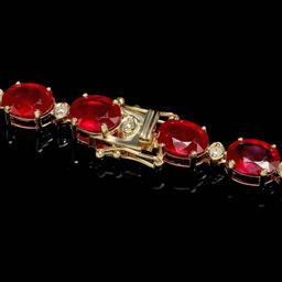 14k Gold 112.00ct Ruby 1.80ct Diamond Necklace