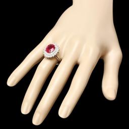 14k White Gold 4.50ct Ruby 1.40ct Diamond Ring