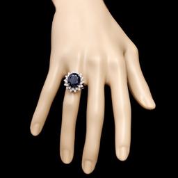 14k Gold 6.50ct Sapphire 0.85ct Diamond Ring