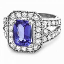 14k Gold 2.50ct Tanzanite 1.25ct Diamond Ring