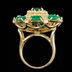 14k Gold 5.00ct Emerald 2.00ct Diamond Ring