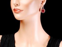 14k Rose Gold 23.8ct Ruby 1.50ct Diamond Earrings
