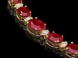 14k Gold 37.00ct Ruby 1.60ct Diamond Necklace