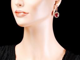 14k Gold 14.4ct Ruby 1.20ct Diamond Earrings