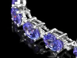 14k 19.50ct Tanzanite 0.80ct Diamond Bracelet