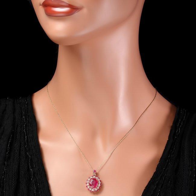 14k Rose Gold 4.6ct Ruby 0.40ct Diamond Pendant