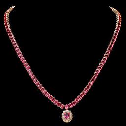 14k Gold 40ct Tourmaline 1ct Diamond Necklace