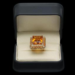 14K Gold 17.71ct Citrine 2.15ct Sapphire 1.95ct Diamond Ring