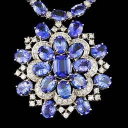 14k Gold 52ct Tanzanite 4.50ct Diamond Necklace