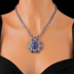 14k Gold 52ct Tanzanite 4.50ct Diamond Necklace