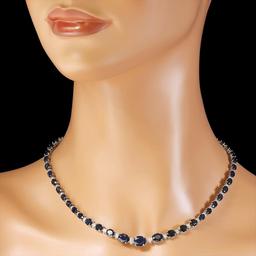 14k Gold 30.19ct Sapphire 1.25ct Diamond Necklace