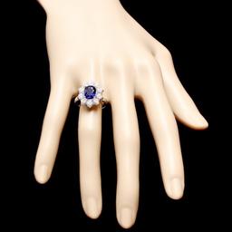 18k Gold 2.00ct Sapphire 2.00ct Diamond Ring