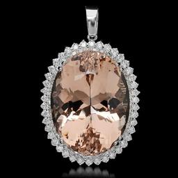 14K Gold 65.81ct Morganite 2.83ct Diamond Pendant