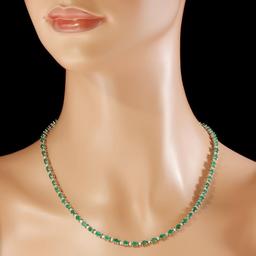 14K Gold 15.24ct Emerald 1.30cts Diamond Necklace