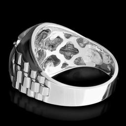 14k White Gold 1.15ct Diamond Mens Ring