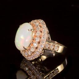 14K Gold 6.59ct Opal 1.55ct Diamond Ring