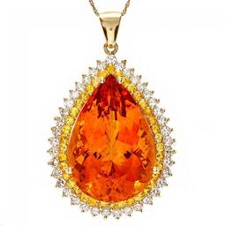 14k Gold 37ct Citrine 1.85ct Diamond Pendant