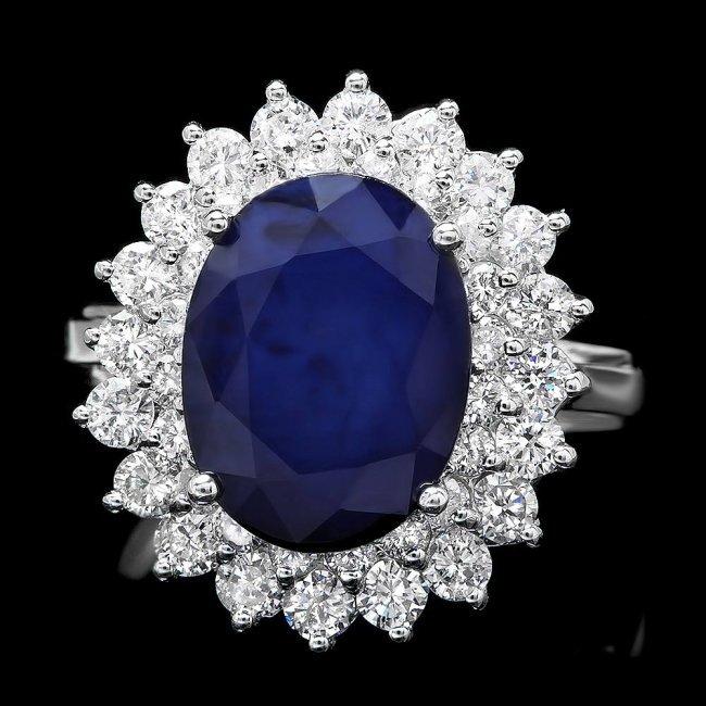 14k Gold 4.50ct Sapphire 1.45ct Diamond Ring