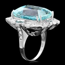 14k Gold 22ct Aquamarine 1.35ct Diamond Ring