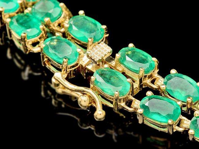 14k Gold 18ct Emerald 1.50ct Diamond Bracelet