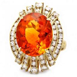 14k Gold 9.50ct Citrine 1.90ct Diamond Ring