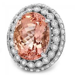 14k Gold 16.20ct Morganite 1.85ct Diamond Ring