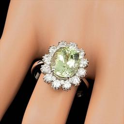 14k White Gold 4.00ct Beryl 1.25ct Diamond Ring