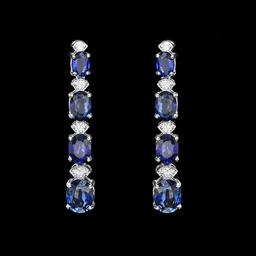 14k Gold 7ct Sapphire 0.40ct Diamond Earrings