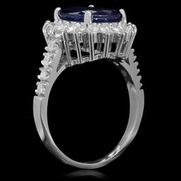 14K Gold 3.83ct Sapphire 0.78ct Diamond Ring
