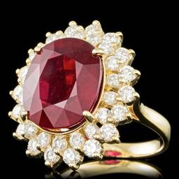 14k Yellow Gold 12.00ct Ruby 1.95ct Diamond Ring