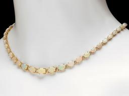 14k Gold 20.00ct Opal 1.00ct Diamond Necklace