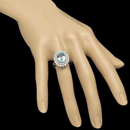 14K Gold 5.04ct Aquamarine 1.62ct Diamond Ring