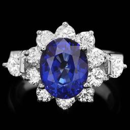 14k Gold 4.00ct Sapphire 1.55ct Diamond Ring