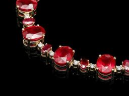 14k Yellow Gold 73ct Ruby 2.00ct Diamond Necklace