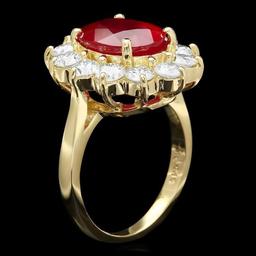 14k Yellow Gold 5.00ct Ruby 2.00ct Diamond Ring