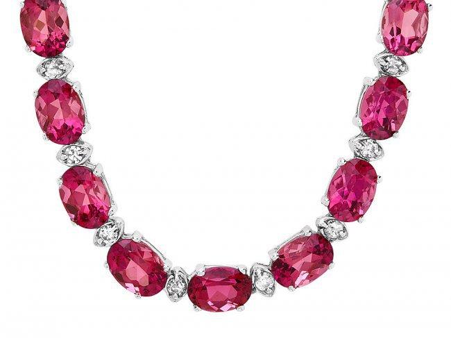 14k Gold 36ct Tourmaline 1.75ct Diamond Necklace