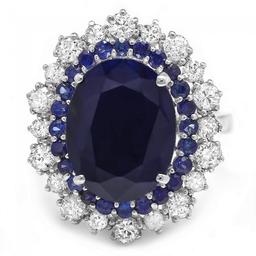 14k White Gold 7.2ct Sapphire 1.00ct Diamond Ring