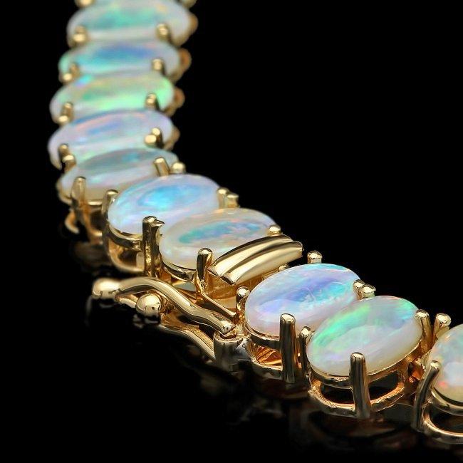 14k Gold 36.6ct Opal 1.50ct Diamond Necklace