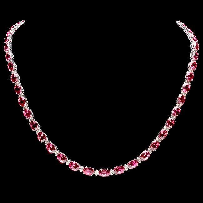 14k Gold 36ct Tourmaline 1.75ct Diamond Necklace