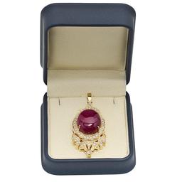 14K Gold 49.31 ct Ruby 1.78ct Diamond Pendant