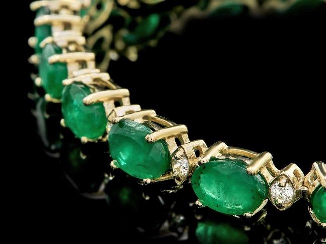 14k Gold 10ct Emerald 0.50ct Diamond Bracelet