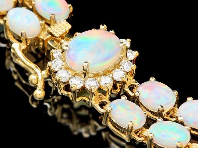 14k Yellow Gold 13ct Opal 0.55ct Diamond Bracelet