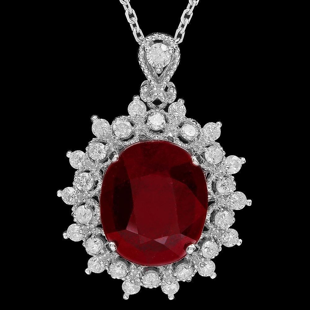 14K Gold 5.54ct Ruby 0.85ct Diamond Pendant