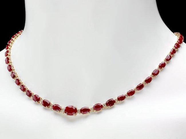 14k Gold 31.70ct Ruby 1.50ct Diamond Necklace