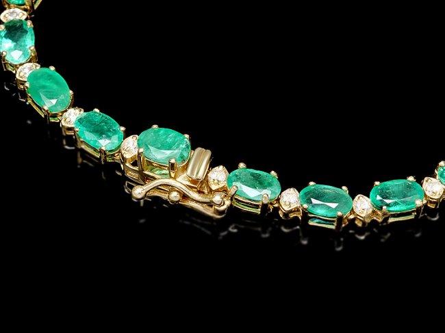 14k Gold 23ct Emerald 1.55ct Diamond Necklace