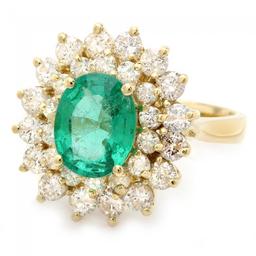 18k Gold 1.75ct Emerald 1.50ct Diamond Ring