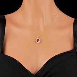 14k Gold 3.00ct Ruby 0.70ct Diamond Pendant