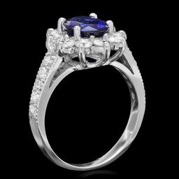 14k Gold 1.70ct Sapphire 1.20ct Diamond Ring