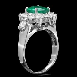 14k White Gold 1.50ct Emerald 1.75ct Diamond Ring